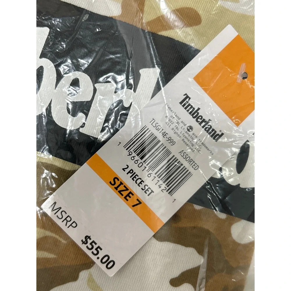 Timberland Boys Camo Short Sleeve Logo T-shirt and Twill Shorts Set 2 Pc - Brown